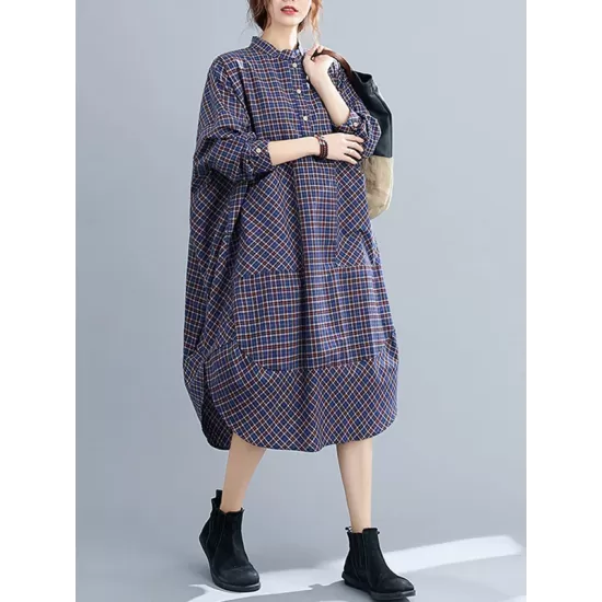 Vintage Plaid Irregularity Shirt Dresses Vintage Plaid Irregularity Shirt Dresses