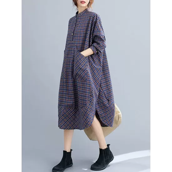 Vintage Plaid Irregularity Shirt Dresses Vintage Plaid Irregularity Shirt Dresses