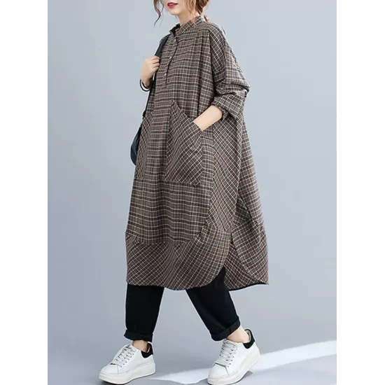 Vintage Plaid Irregularity Shirt Dresses Vintage Plaid Irregularity Shirt Dresses