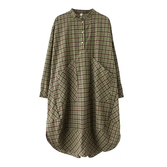 Vintage Plaid Irregularity Shirt Dresses Vintage Plaid Irregularity Shirt Dresses