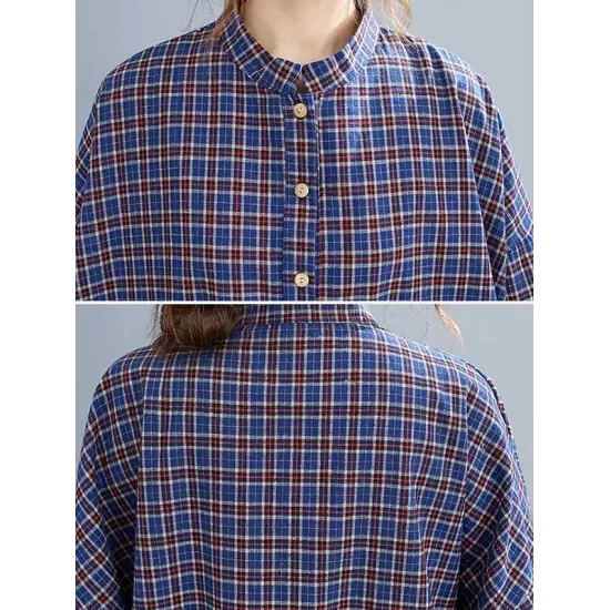 Vintage Plaid Irregularity Shirt Dresses Vintage Plaid Irregularity Shirt Dresses