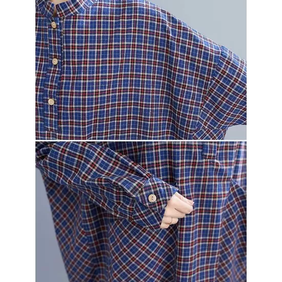 Vintage Plaid Irregularity Shirt Dresses Vintage Plaid Irregularity Shirt Dresses
