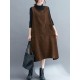 Corduroy Sleeveless Split-Joint Round-Neck Midi Dress Corduroy Sleeveless Split-Joint Round-Neck Midi Dress