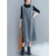 Corduroy Sleeveless Split-Joint Round-Neck Midi Dress Corduroy Sleeveless Split-Joint Round-Neck Midi Dress