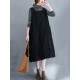 Corduroy Sleeveless Split-Joint Round-Neck Midi Dress Corduroy Sleeveless Split-Joint Round-Neck Midi Dress