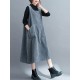 Corduroy Sleeveless Split-Joint Round-Neck Midi Dress Corduroy Sleeveless Split-Joint Round-Neck Midi Dress