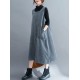 Corduroy Sleeveless Split-Joint Round-Neck Midi Dress Corduroy Sleeveless Split-Joint Round-Neck Midi Dress