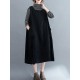 Corduroy Sleeveless Split-Joint Round-Neck Midi Dress Corduroy Sleeveless Split-Joint Round-Neck Midi Dress