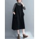 Corduroy Sleeveless Split-Joint Round-Neck Midi Dress Corduroy Sleeveless Split-Joint Round-Neck Midi Dress