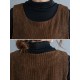 Corduroy Sleeveless Split-Joint Round-Neck Midi Dress Corduroy Sleeveless Split-Joint Round-Neck Midi Dress