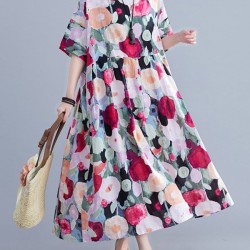 Original Floral Round-Neck Dresses