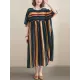 Original Cotton Blend Stripe Half Sleeve Maxi Dress Original Cotton Blend Stripe Half Sleeve Maxi Dress