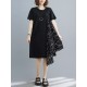 Artistic Irregular Printed Split-Joint Loose Short Sleeve Dress Artistic Irregular Printed Split-Joint Loose Short Sleeve Dress
