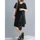 Artistic Irregular Printed Split-Joint Loose Short Sleeve Dress Artistic Irregular Printed Split-Joint Loose Short Sleeve Dress