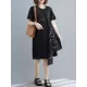 Artistic Irregular Printed Split-Joint Loose Short Sleeve Dress Artistic Irregular Printed Split-Joint Loose Short Sleeve Dress