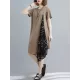 Artistic Irregular Printed Split-Joint Loose Short Sleeve Dress Artistic Irregular Printed Split-Joint Loose Short Sleeve Dress