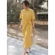 Original Solid Color Irregularity Pleats Midi Dress Original Solid Color Irregularity Pleats Midi Dress
