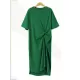 Original Solid Color Irregularity Pleats Midi Dress Original Solid Color Irregularity Pleats Midi Dress