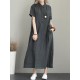 Original Cotton-Blend Lapel Solid Color Dress Original Cotton-Blend Lapel Solid Color Dress
