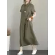 Original Cotton-Blend Lapel Solid Color Dress Original Cotton-Blend Lapel Solid Color Dress