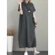 Original Cotton-Blend Lapel Solid Color Dress Original Cotton-Blend Lapel Solid Color Dress