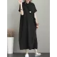 Original Cotton-Blend Lapel Solid Color Dress Original Cotton-Blend Lapel Solid Color Dress