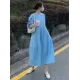 Casual Round-Neck Bishop Sleeve Loose Solid Color Midi Dress Casual Round-Neck Bishop Sleeve Loose Solid Color Midi Dress