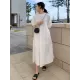 Casual Round-Neck Bishop Sleeve Loose Solid Color Midi Dress Casual Round-Neck Bishop Sleeve Loose Solid Color Midi Dress