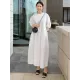 Casual Round-Neck Bishop Sleeve Loose Solid Color Midi Dress Casual Round-Neck Bishop Sleeve Loose Solid Color Midi Dress