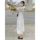 Casual Round-Neck Bishop Sleeve Loose Solid Color Midi Dress Casual Round-Neck Bishop Sleeve Loose Solid Color Midi Dress
