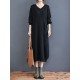 Loose Casual Solid Color V-Neck Long Sleeves Knitted Midi Dress Loose Casual Solid Color V-Neck Long Sleeves Knitted Midi Dress