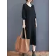 Loose Casual Solid Color V-Neck Long Sleeves Knitted Midi Dress Loose Casual Solid Color V-Neck Long Sleeves Knitted Midi Dress