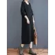 Loose Casual Solid Color V-Neck Long Sleeves Knitted Midi Dress Loose Casual Solid Color V-Neck Long Sleeves Knitted Midi Dress