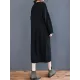Loose Casual Solid Color V-Neck Long Sleeves Knitted Midi Dress Loose Casual Solid Color V-Neck Long Sleeves Knitted Midi Dress