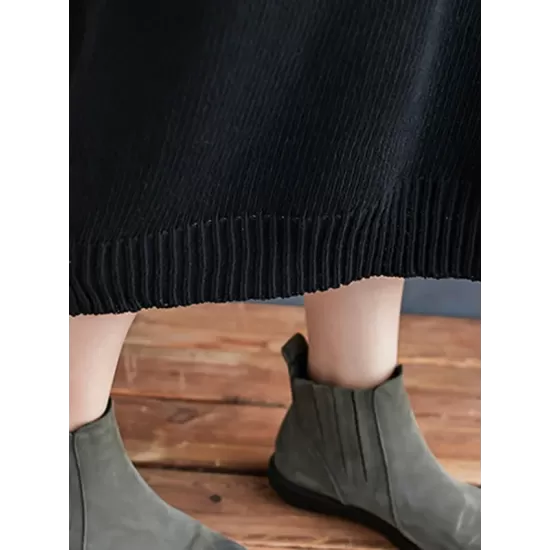 Loose Casual Solid Color V-Neck Long Sleeves Knitted Midi Dress Loose Casual Solid Color V-Neck Long Sleeves Knitted Midi Dress