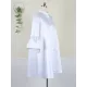 Urban Buttoned Solid Color Stand Collar Flared Sleeve Loose Midi Dress Urban Buttoned Solid Color Stand Collar Flared Sleeve Loose Midi Dress