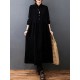 Vintage Split-Joint Solid Color Long Sleeves Lapel A-Line Corduroy Midi Dress Vintage Split-Joint Solid Color Long Sleeves Lapel A-Line Corduroy Midi Dress