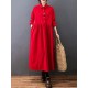 Vintage Split-Joint Solid Color Long Sleeves Lapel A-Line Corduroy Midi Dress Vintage Split-Joint Solid Color Long Sleeves Lapel A-Line Corduroy Midi Dress