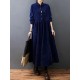 Vintage Split-Joint Solid Color Long Sleeves Lapel A-Line Corduroy Midi Dress Vintage Split-Joint Solid Color Long Sleeves Lapel A-Line Corduroy Midi Dress