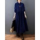Vintage Split-Joint Solid Color Long Sleeves Lapel A-Line Corduroy Midi Dress Vintage Split-Joint Solid Color Long Sleeves Lapel A-Line Corduroy Midi Dress