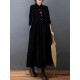 Vintage Split-Joint Solid Color Long Sleeves Lapel A-Line Corduroy Midi Dress Vintage Split-Joint Solid Color Long Sleeves Lapel A-Line Corduroy Midi Dress