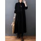 Vintage Split-Joint Solid Color Long Sleeves Lapel A-Line Corduroy Midi Dress Vintage Split-Joint Solid Color Long Sleeves Lapel A-Line Corduroy Midi Dress