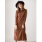 Simple Solid Color Round-Neck A-Line Midi Dress