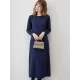 Simple Solid Color Round-Neck A-Line Midi Dress Simple Solid Color Round-Neck A-Line Midi Dress