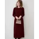 Simple Solid Color Round-Neck A-Line Midi Dress Simple Solid Color Round-Neck A-Line Midi Dress