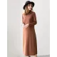 Simple Solid Color Round-Neck A-Line Midi Dress Simple Solid Color Round-Neck A-Line Midi Dress