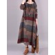Artistic Retro Loose Ramie Cotton Striped Multi-Colored Round-Neck Long Sleeves Midi Dress Artistic Retro Loose Ramie Cotton Striped Multi-Colored Round-Neck Long Sleeves Midi Dress