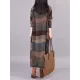 Artistic Retro Loose Ramie Cotton Striped Multi-Colored Round-Neck Long Sleeves Midi Dress Artistic Retro Loose Ramie Cotton Striped Multi-Colored Round-Neck Long Sleeves Midi Dress