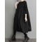 Simple Loose Black Split-Joint Long Sleeves Midi Dress