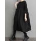 Simple Loose Black Split-Joint Long Sleeves Midi Dress Simple Loose Black Split-Joint Long Sleeves Midi Dress